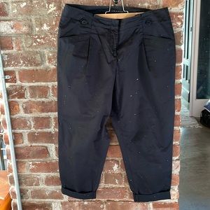 Theory black cotton cropped trousers